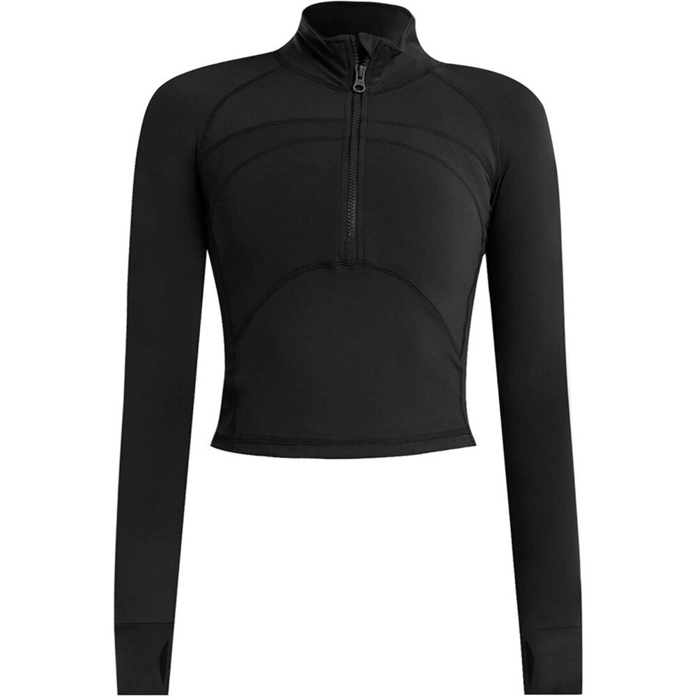 Women's Athletic Half Zip Pullover Sweatshirt Yoga Running Top, Chinlon
